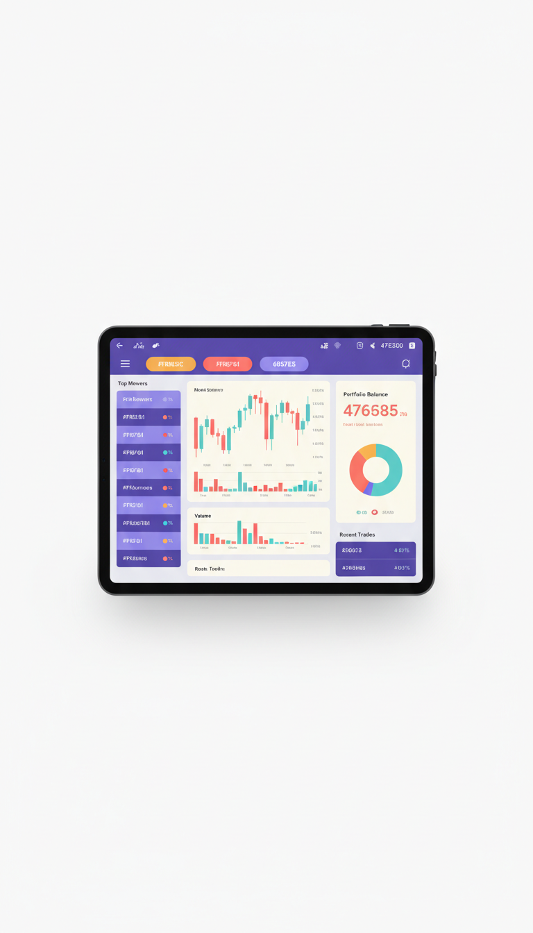 Crypto trading dashboard tablet device